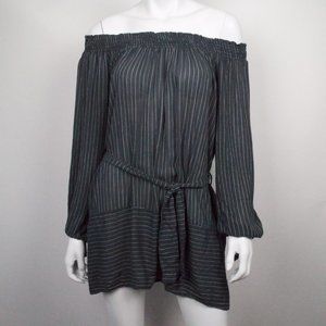 Faithfull the Brand Mali Mini Dress | Charcoal Capsule Stripe Print | Size US 2